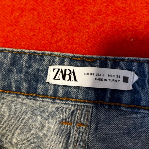 Zara Z1975 metallic silver mid rise straight relaxed cut jeans NWT - Picture 6 of 13